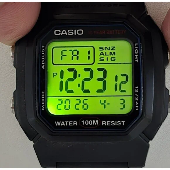 Men' Casio W800H 10 Year Battery Chronograph Resin Watch 100 Meter Alarm Date 14 - Picture 5 of 9